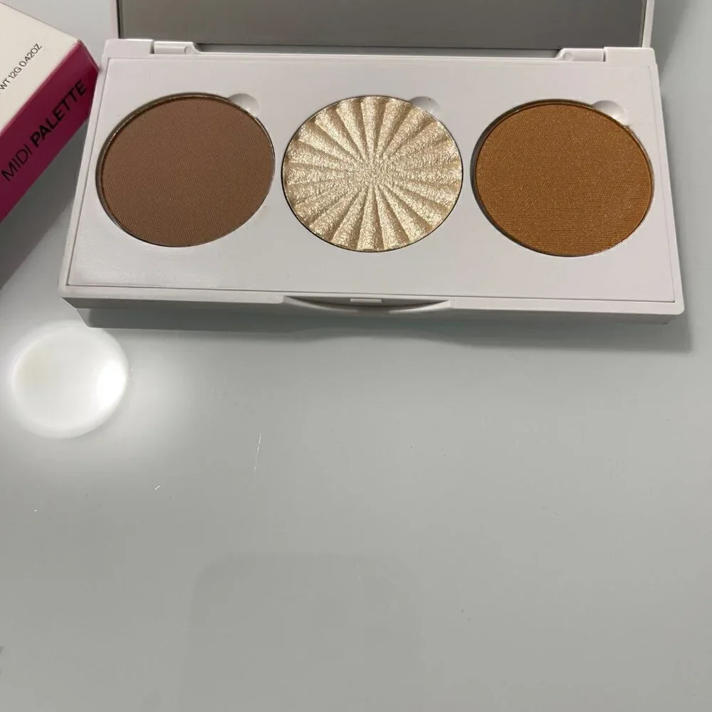 Ofra BNIB Brown Gold Bronzer Contour Highlighter Trio Face It Midi Palette